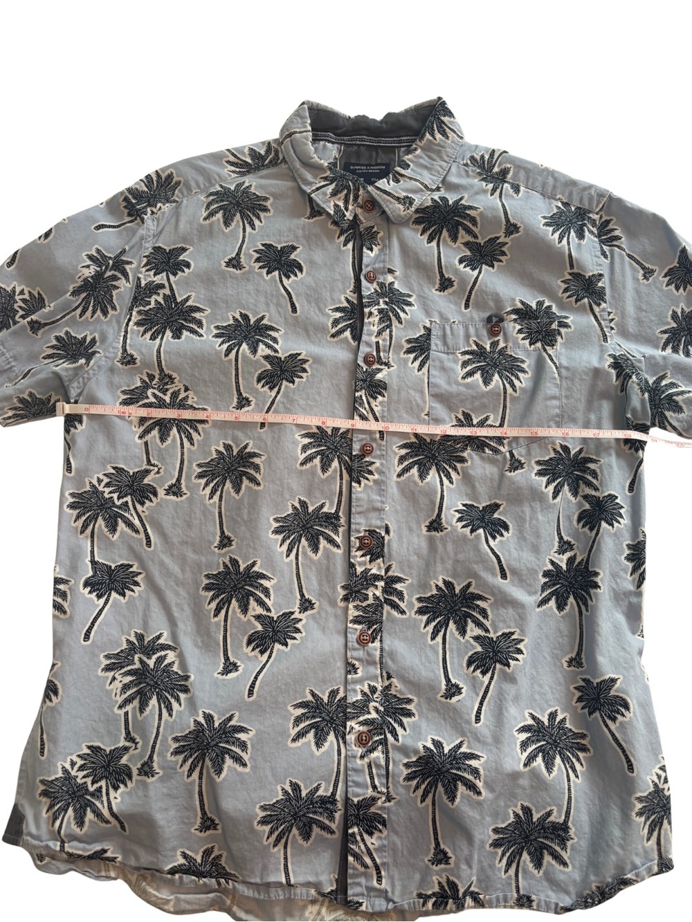 Sunrise Kingdom Palm Tree Mens Collared Button Down Shirt - Picture 2 of 3